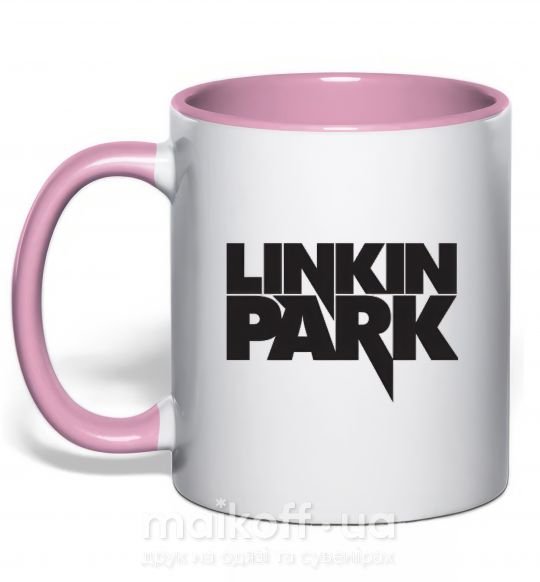 Чашка з кольоровою ручкою LINKIN PARK надпись Ніжно рожевий фото