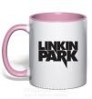 Чашка з кольоровою ручкою LINKIN PARK надпись Ніжно рожевий фото