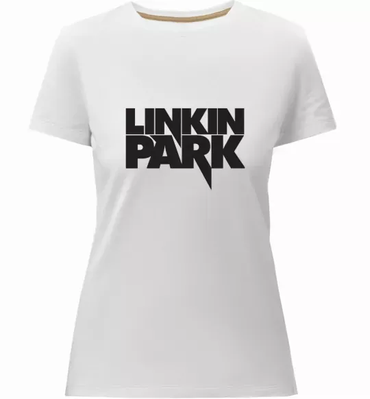 Женская премиум футболка LINKIN PARK напис Белый фото