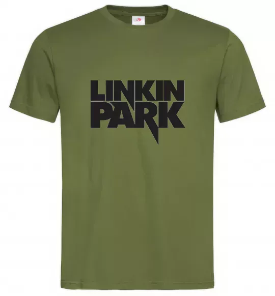 Мужская футболка LINKIN PARK напис Оливковый фото