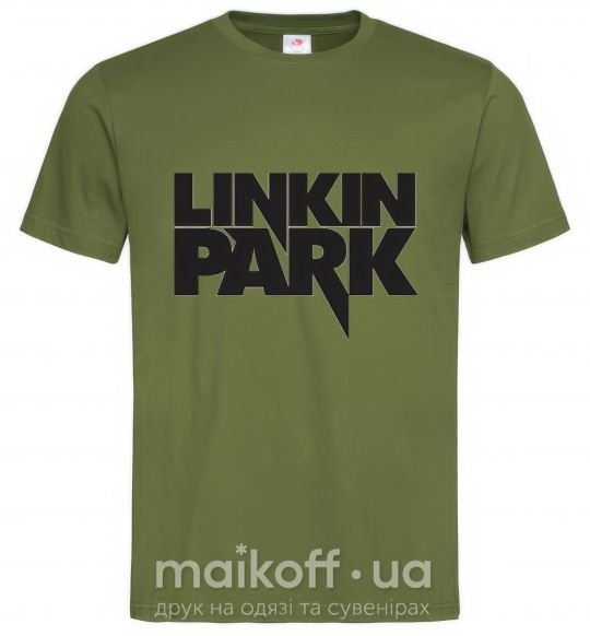 Мужская футболка LINKIN PARK надпись Оливковый фото