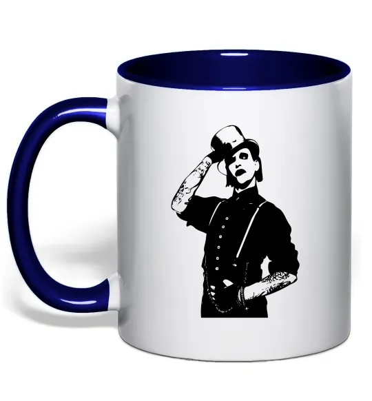 Чашка с цветной ручкой Мерілін Менсон Глубокий темно-синий фото