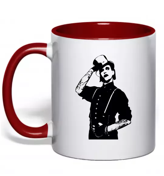 Чашка с цветной ручкой Мерілін Менсон Красный фото