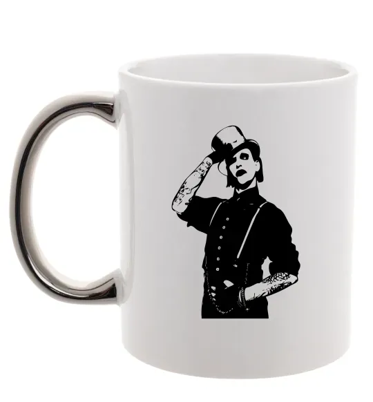 Чашка с цветной ручкой Мерілін Менсон Серебро фото