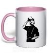 Чашка с цветной ручкой Мерлин Менсон Нежно розовый фото