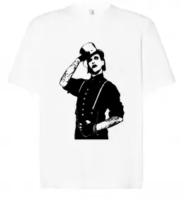 Футболка Оверсайз Мерілін Менсон чб Білий фото