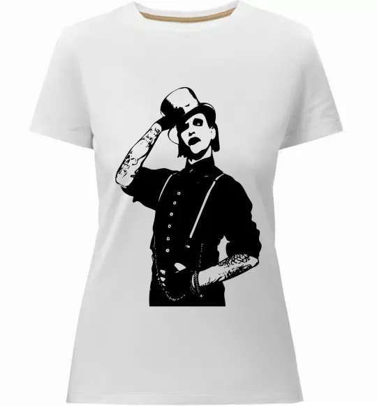 Женская премиум футболка Мерілін Менсон Белый фото