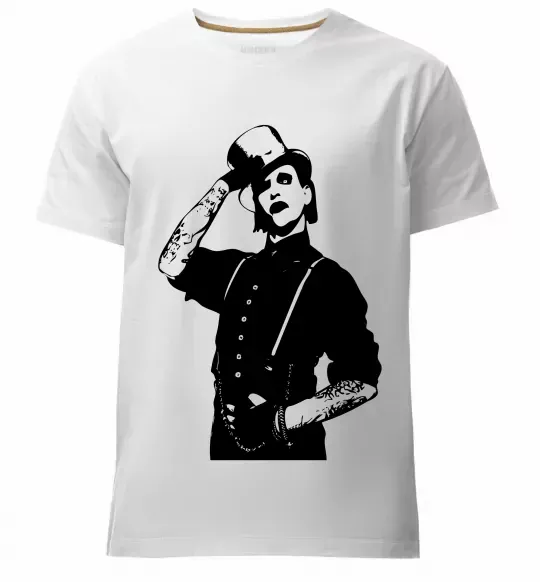 Мужская премиум футболка Мерілін Менсон Белый фото