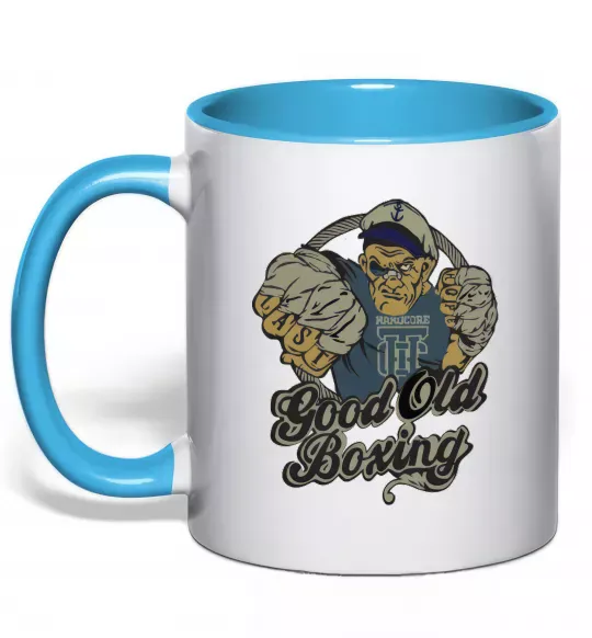 Чашка з кольоровою ручкою GOOD OLD BOXING Блакитний фото