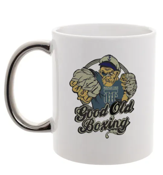 Чашка з кольоровою ручкою GOOD OLD BOXING Срібло фото