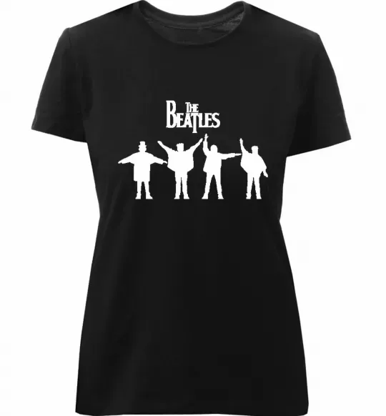 Женская премиум футболка THE BEATLES team Черный фото