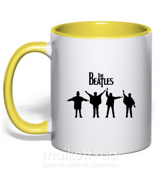 Чашка с цветной ручкой THE BEATLES team Солнечно желтый фото