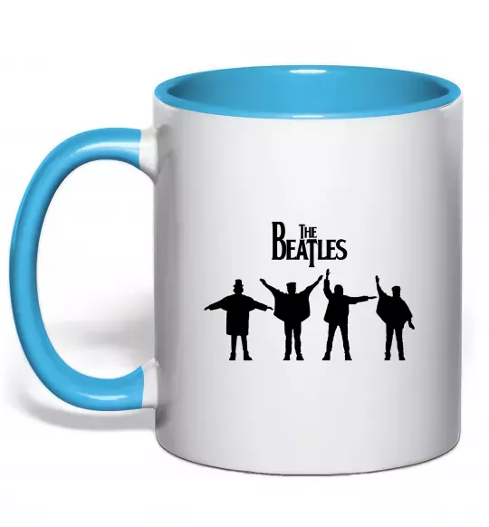 Чашка з кольоровою ручкою THE BEATLES team Блакитний фото