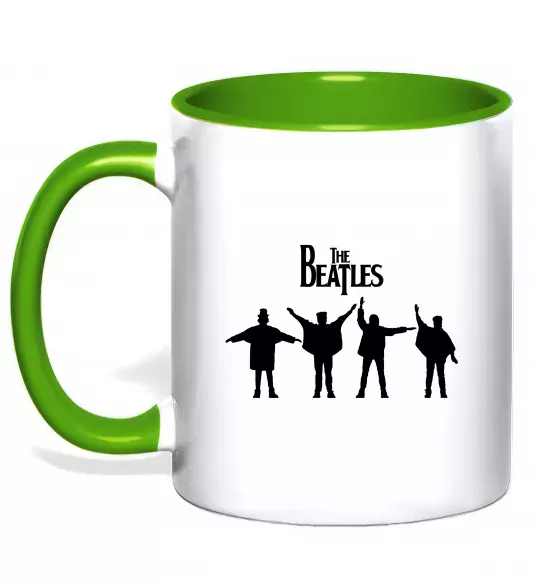 Чашка з кольоровою ручкою THE BEATLES team Зелений фото