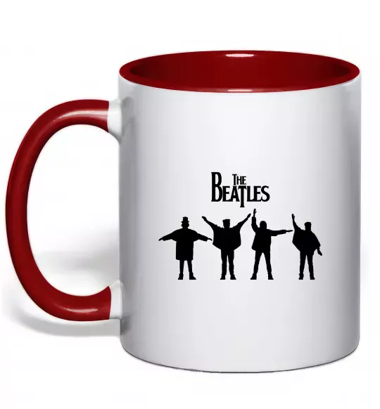 Чашка з кольоровою ручкою THE BEATLES team Червоний фото