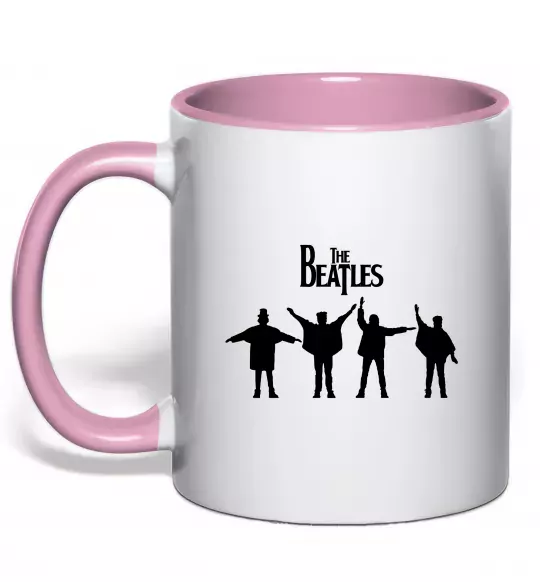 Чашка з кольоровою ручкою THE BEATLES team Ніжно рожевий фото