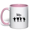 Чашка з кольоровою ручкою THE BEATLES team Ніжно рожевий фото