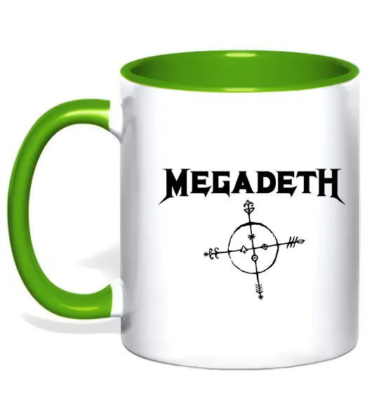 Чашка с цветной ручкой MEGADETH Лаймовый фото