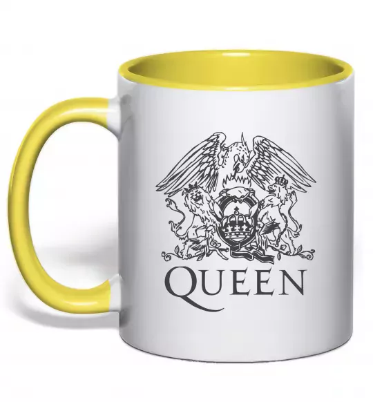 Чашка з кольоровою ручкою QUEEN Сонячно жовтий фото