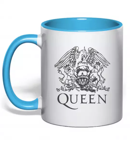 Чашка з кольоровою ручкою QUEEN Блакитний фото