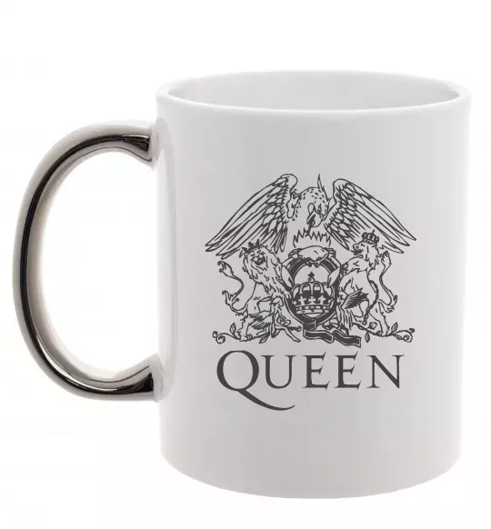 Чашка з кольоровою ручкою QUEEN Срібло фото