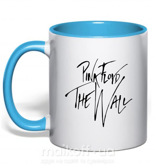Чашка з кольоровою ручкою PINK FLOYD подпись Блакитний фото