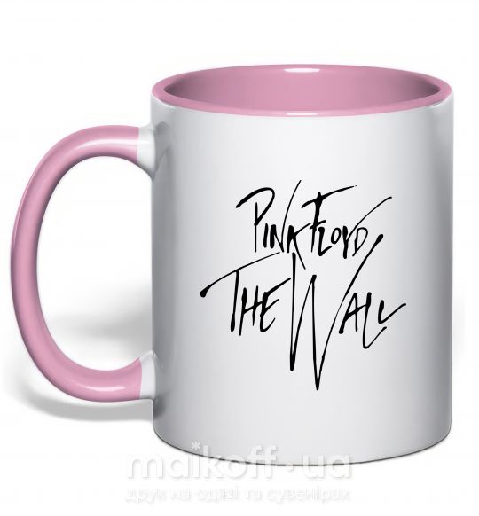 Чашка з кольоровою ручкою PINK FLOYD подпись Ніжно рожевий фото