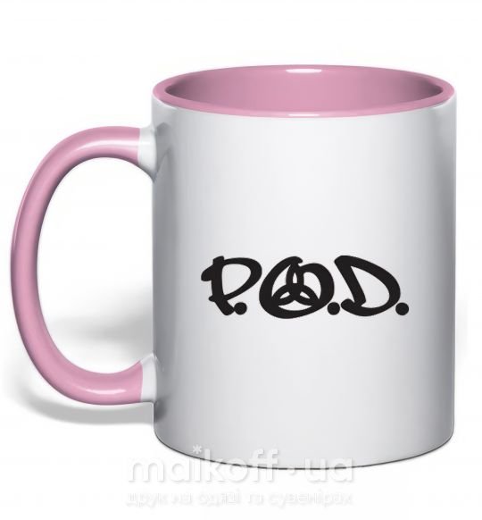 Чашка з кольоровою ручкою P.O.D. Ніжно рожевий фото