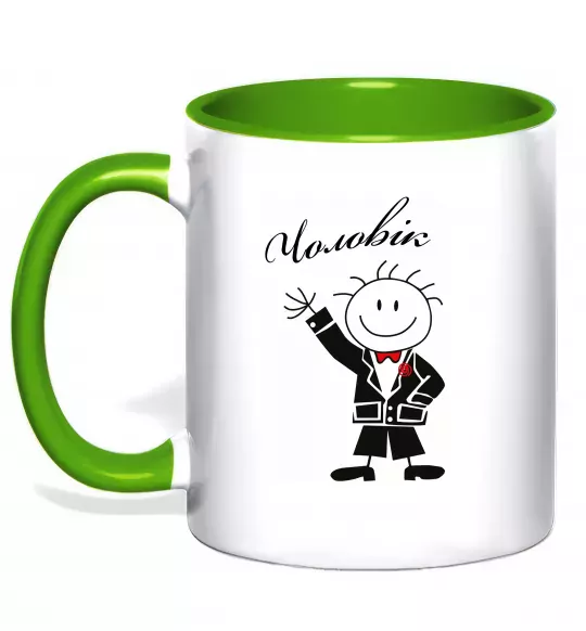 Чашка з кольоровою ручкою Чоловік Зелений фото