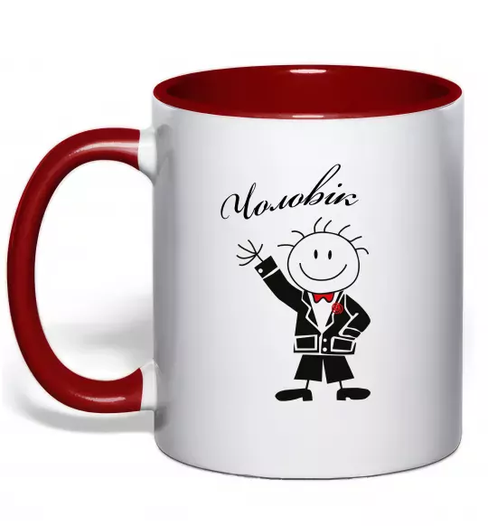 Чашка з кольоровою ручкою Чоловік Червоний фото