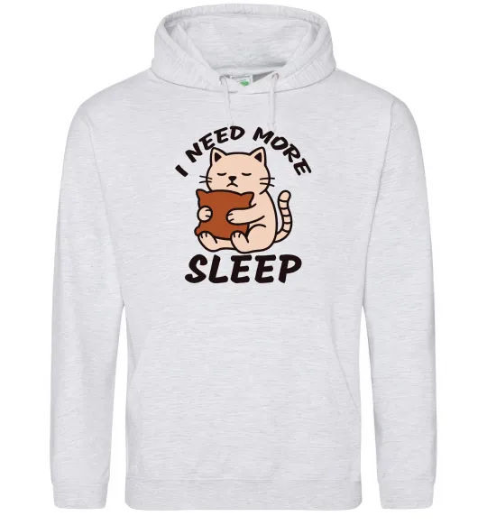 Мужская толстовка (худи) NEED MORE SLEEP Серый меланж фото