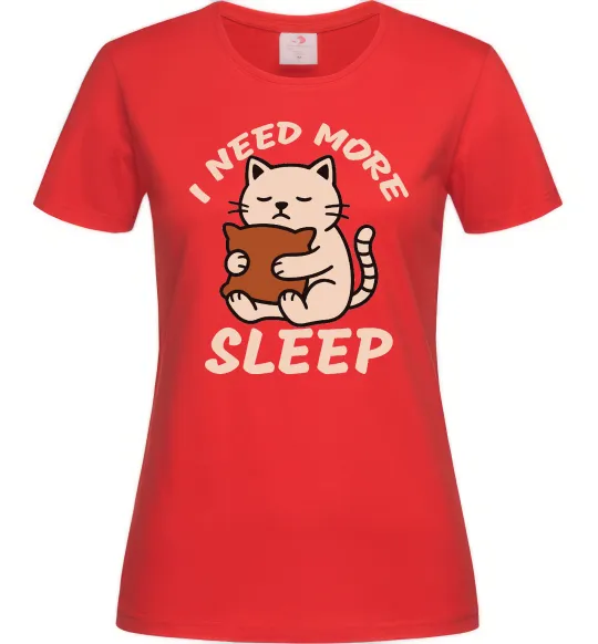 Жіноча футболка NEED MORE SLEEP Червоний фото
