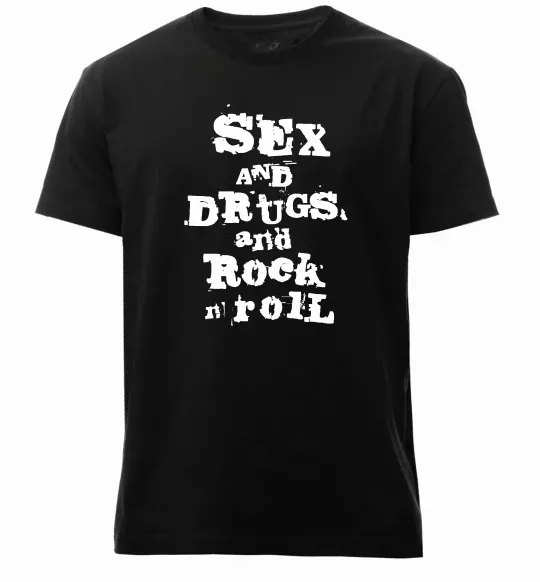 Мужская премиум футболка SEX DRUGS ROCK N ROLL Черный фото