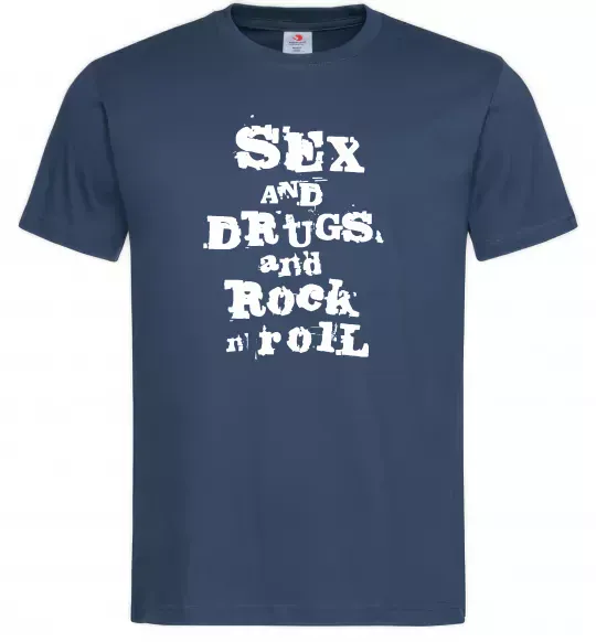 Мужская футболка SEX DRUGS ROCK N ROLL Темно-синий фото