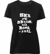 Женская премиум футболка SEX DRUGS ROCK N ROLL Черный фото