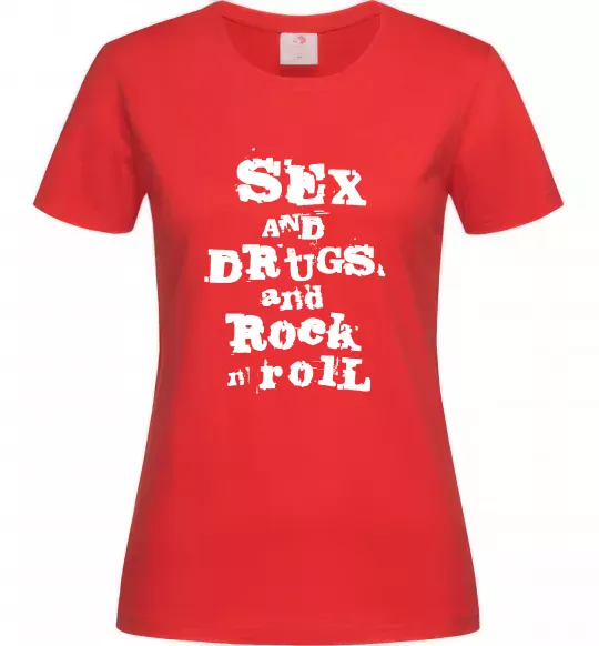 Жіноча футболка SEX DRUGS ROCK N ROLL Червоний фото