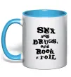 Чашка с цветной ручкой SEX DRUGS ROCK N ROLL Голубой Чашка с цветной ручкой SEX DRUGS ROCK N ROLL Голубой фото