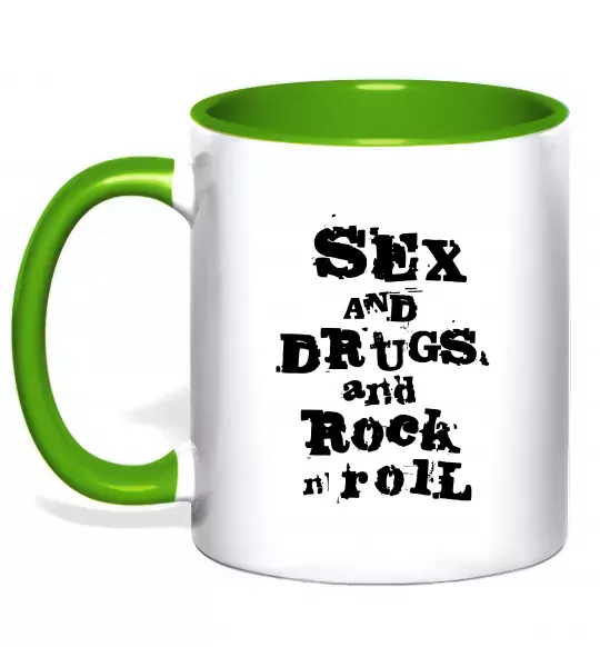 Чашка с цветной ручкой SEX DRUGS ROCK N ROLL Зеленый фото