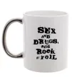 Чашка с цветной ручкой SEX DRUGS ROCK N ROLL Серебро Чашка с цветной ручкой SEX DRUGS ROCK N ROLL Серебро фото