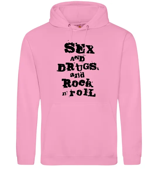 Чоловіча толстовка (худі) SEX DRUGS ROCK N ROLL Рожевий фото