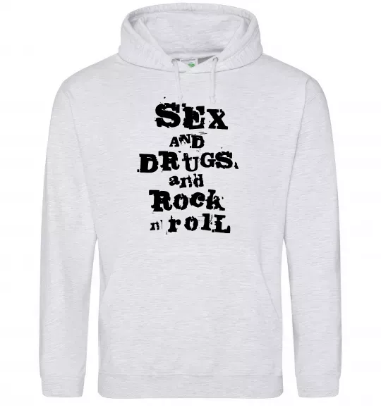 Жіноча толстовка (худі) SEX DRUGS ROCK N ROLL Сірий меланж фото