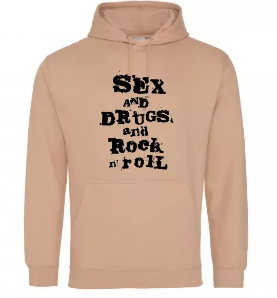 Жіноча толстовка (худі) SEX DRUGS ROCK N ROLL Пісочний фото