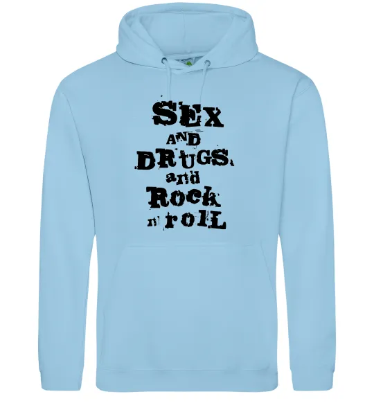 Жіноча толстовка (худі) SEX DRUGS ROCK N ROLL Блакитний фото