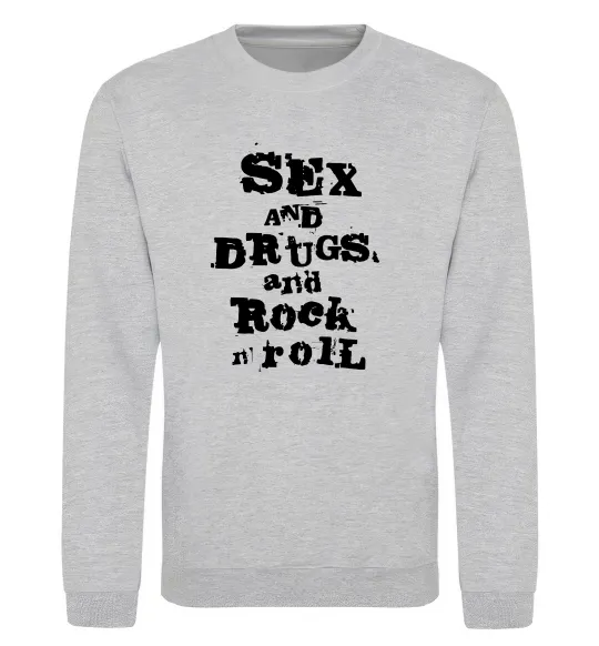 Свитшот SEX DRUGS ROCK N ROLL Серый меланж фото