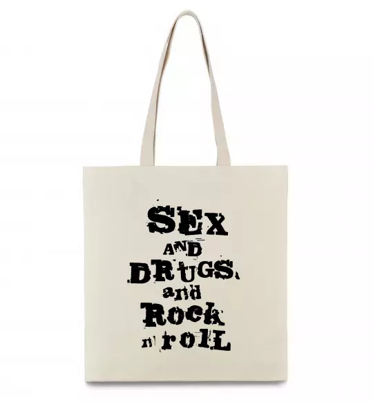 Еко-сумка SEX DRUGS ROCK N ROLL Бежевий фото