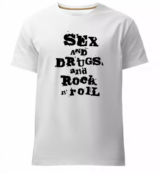Мужская премиум футболка SEX DRUGS ROCK N ROLL Белый фото