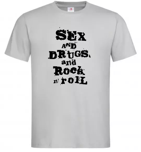 Мужская футболка SEX DRUGS ROCK N ROLL Серый фото