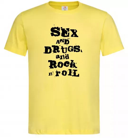 Мужская футболка SEX DRUGS ROCK N ROLL Лимонный фото