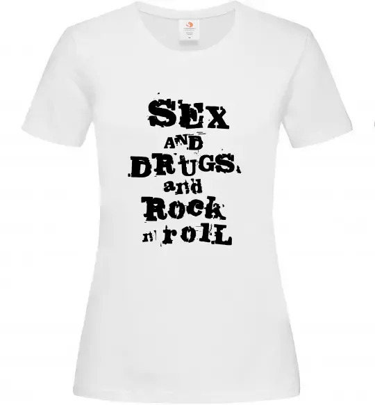 Жіноча футболка SEX DRUGS ROCK N ROLL Білий фото