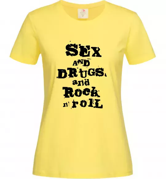 Жіноча футболка SEX DRUGS ROCK N ROLL Лимонний фото